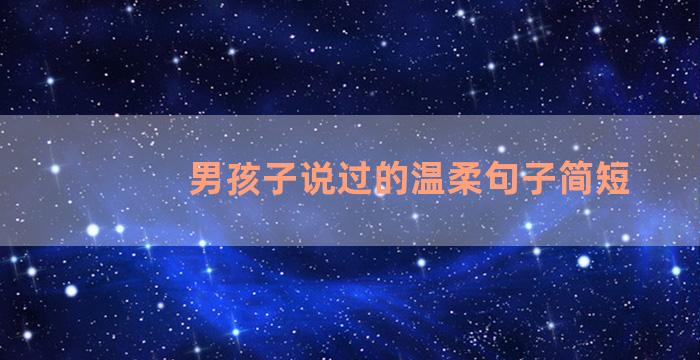 男孩子说过的温柔句子简短