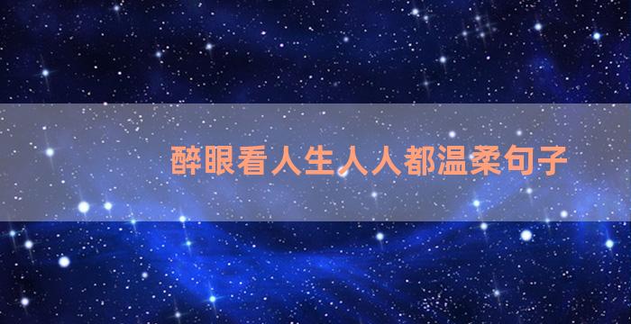醉眼看人生人人都温柔句子